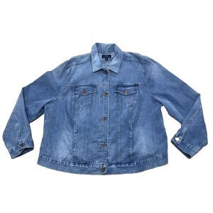 Lucky Brand Dikie Denim Jacket Women 3X Light Blue Trucker Western Layer Jean 3X